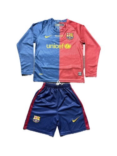 Kids-Barcelona 08/09 Home UCL Final Long Soccer Jersey