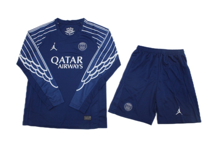 Kids-Paris St Germain 24/25 Fourth Blue Long Soccer Jersey