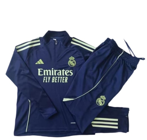 Kids Real Madrid 25/26 Tracksuit - Dark Blue/Green