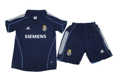 Kids-Real Madrid 05/06 Away Dark Blue Soccer Jersey