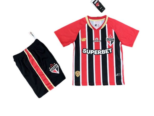 Kids-Sao Paulo 25/26 Away Black/Red Soccer Jersey