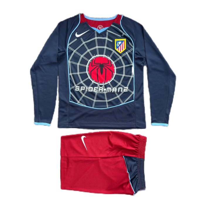 Kids-Atletico Madrid 04/05 Away Navy Blue Long Soccer Jersey