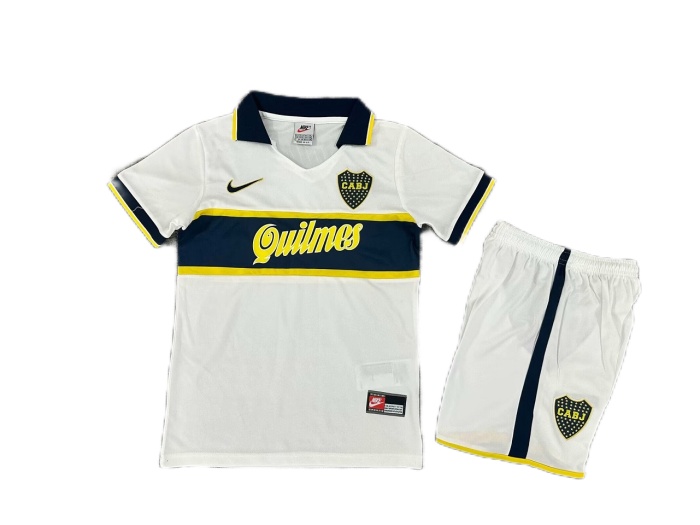 Kids-Boca juniors 96/97 Away White Soccer Jersey