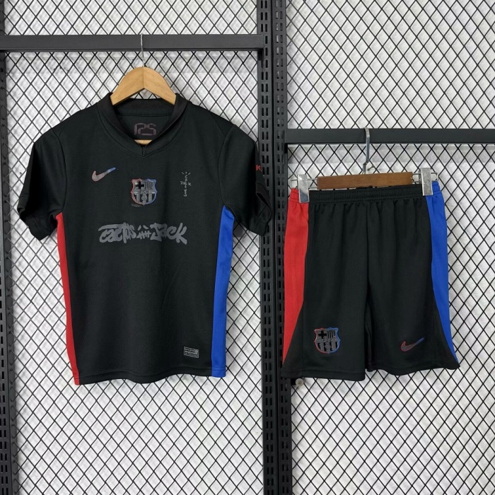 Kids-Barcelona 24/25 Away Special Travis Jersey