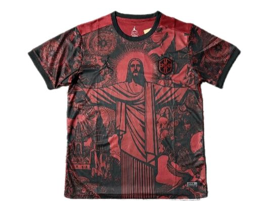 Brazil 25/26 Special Dark Red Jesus Soccer Jersey