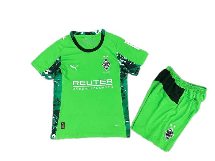 Kids-Monchengladbach 25/26 Away Green Soccer Jersey