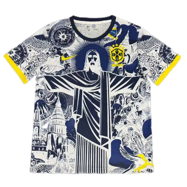 Brazil 25/26 Special White/Navy Jesus Soccer Jersey