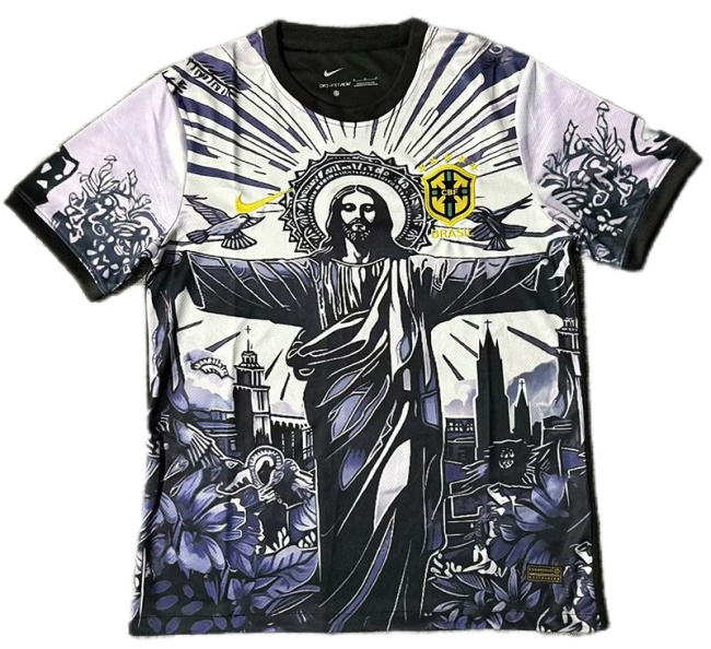 Brazil 25/26 Special White/Black Jesus Soccer Jersey