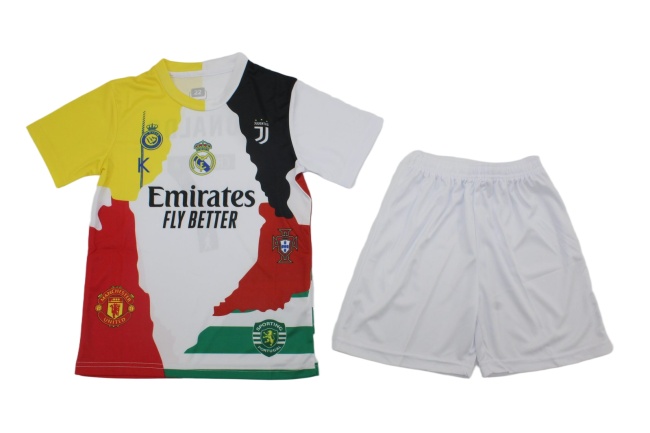 Kids-Al-Nassr 24/25 Special White Ronaldo Soccer Jersey