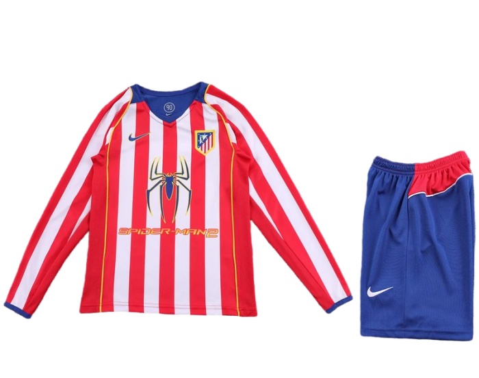 Kids-Atletico Madrid 04/05 Home Long Soccer Jersey
