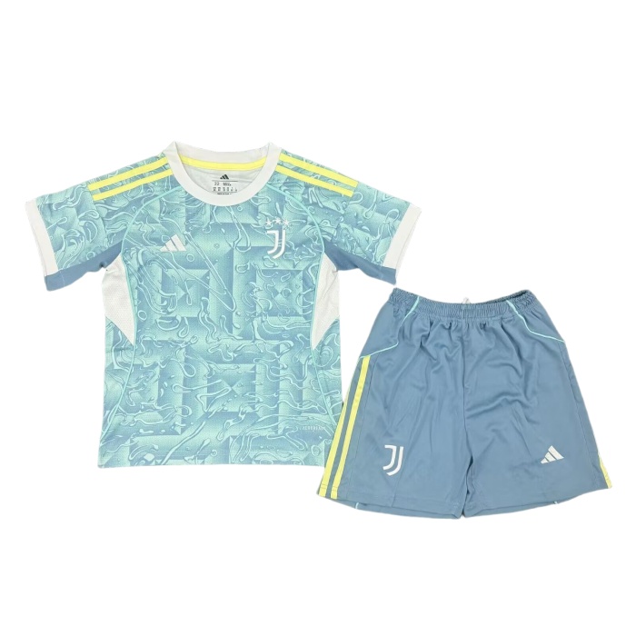 Kids-Juventus 25/26 Away Blue/Yellow Soccer Jersey