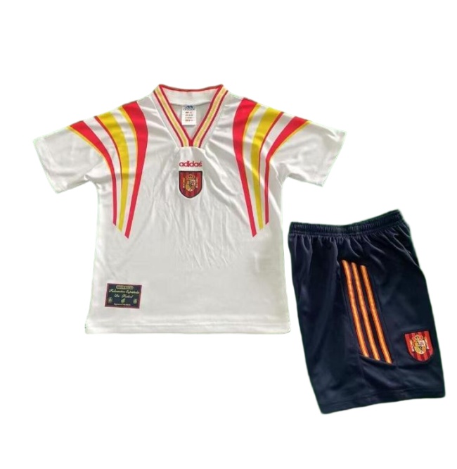 Kids-Spain 1996 Away White Soccer Jersey