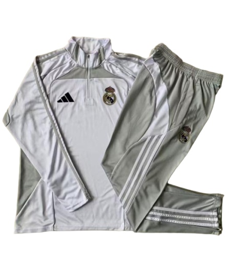 Kids Real Madrid 25/26 Tracksuit - Grey/White