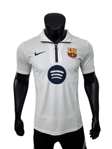 Barcelona 25/26 White Zipper Polo Shirt