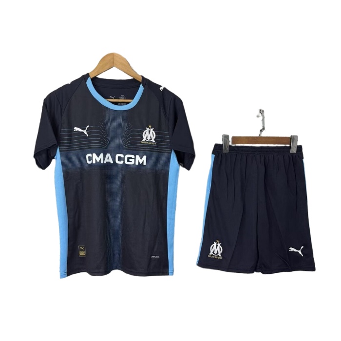 Kids-Marseilles 25/26 Away Dark Blue Soccer Jersey