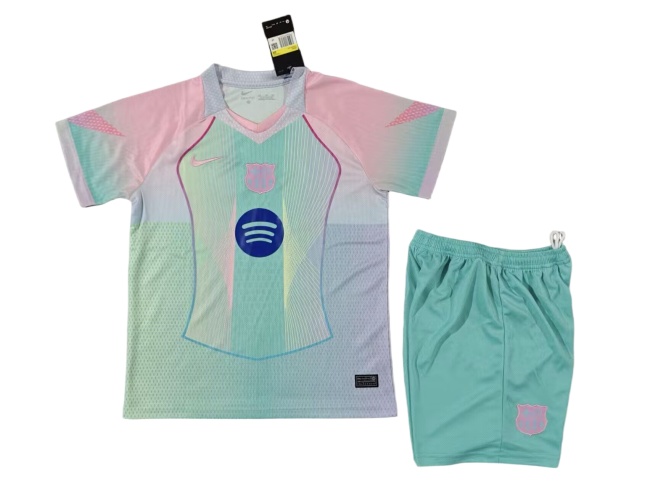 Kids-Barcelona 25/26 Green/Pink Training Jersey