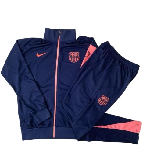 Kids Barcelona 25/26 Tracksuit - Navy Blue/Pink
