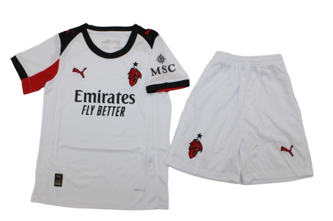 Kids-AC Milan 25/26 Away White Soccer Jersey