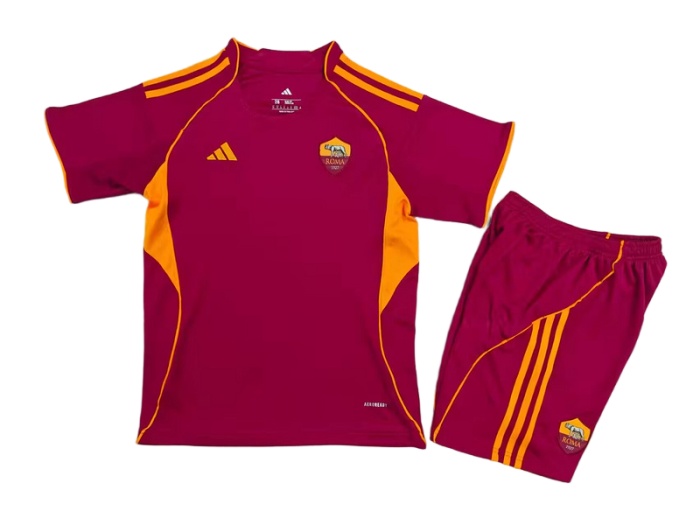 Kids-Roma 25/26 Home Soccer Jersey