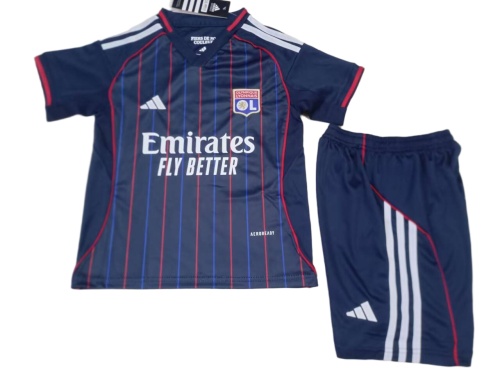 Kids-Lyon 25/26 Away Dark Blue Soccer Jersey