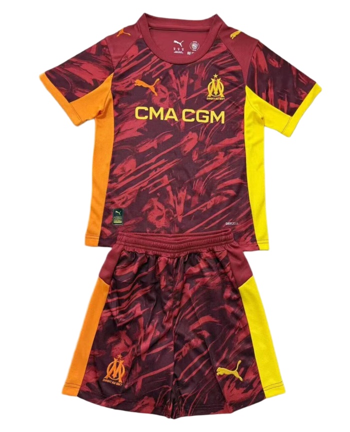 Kids Marseilles 25/26 Goalkeeper Red Jersey – Youth GK Soccer Kit