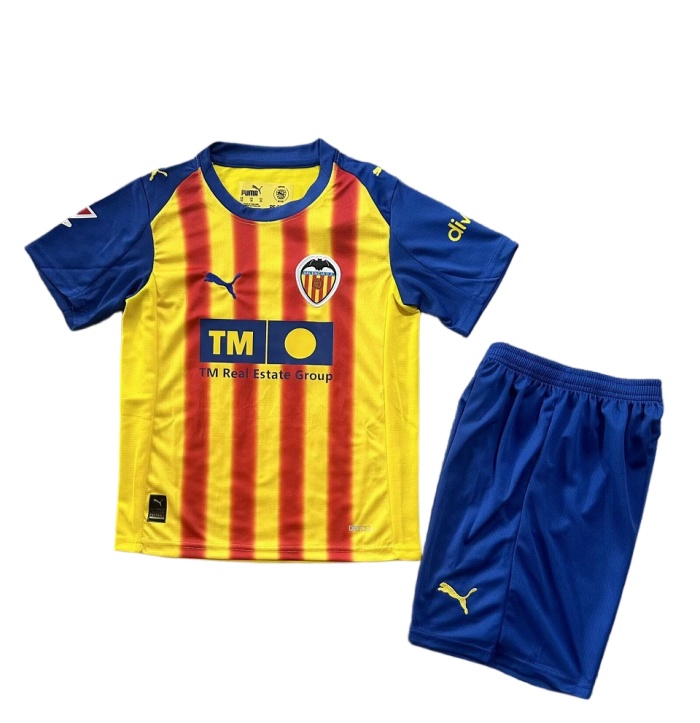 Kids-Valencia 25/26 Third Yellow/Red Soccer Jersey