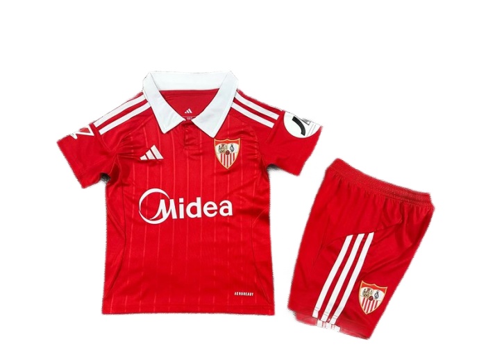 Kids-Sevilla 25/26 Away Red Soccer Jersey