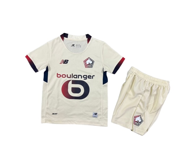Kids-Lille 25/26 Away Light Beige Soccer Jersey
