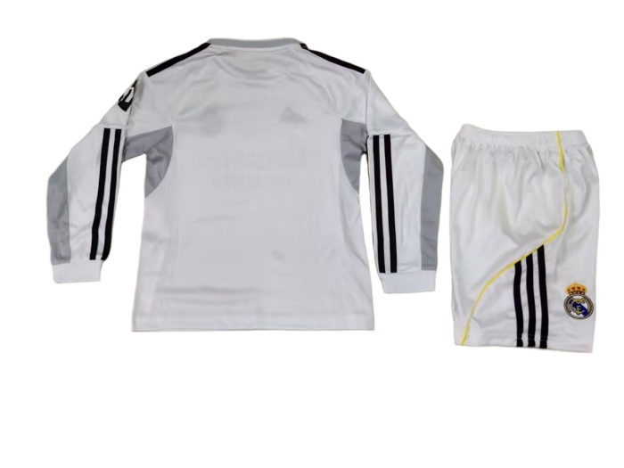 Kids-Real Madrid 25/26 Home Long Soccer Jersey