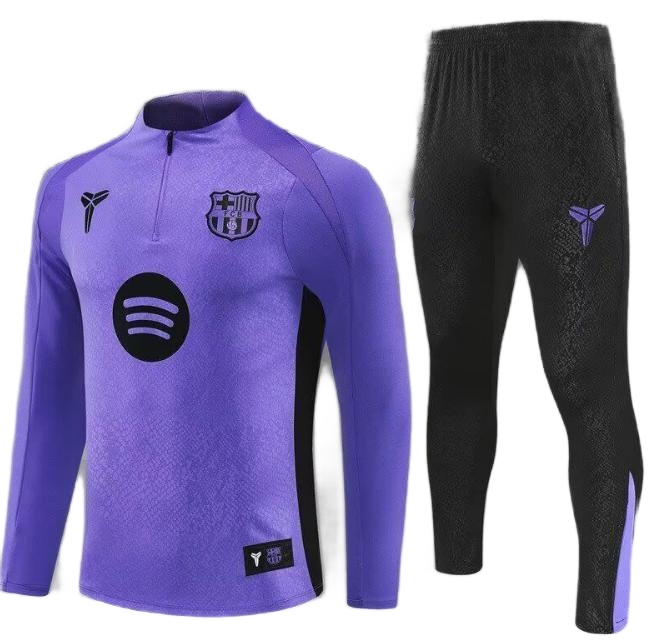 Kids Barcelona 25/26 Tracksuit - Purple/Black/White