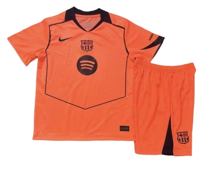 Kids-Barcelona 25/26 Third Orange Soccer Jersey