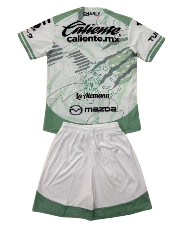Kids-Club Leon 25/26 Away White/Green Soccer Jersey