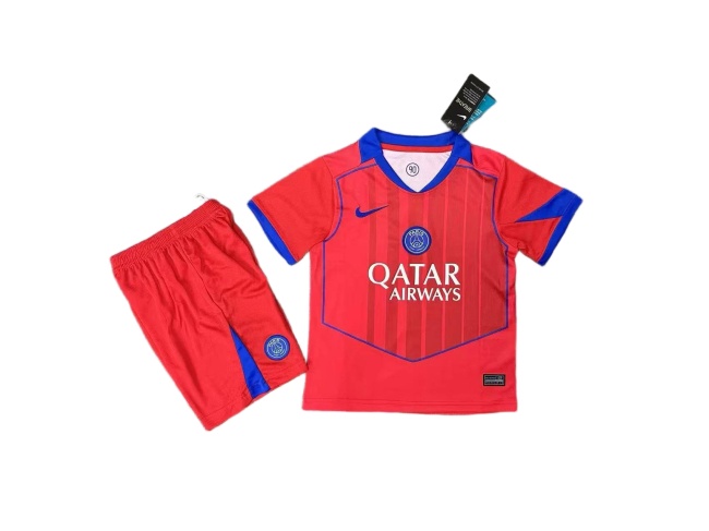 Kids-Paris St Germain 25/26 Third Red Soccer Jersey