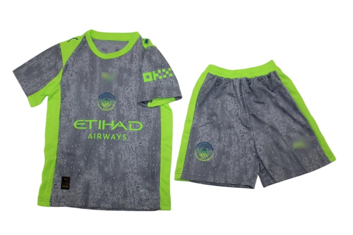 Kids-Manchester City 25/26 Third Grey Soccer Jersey