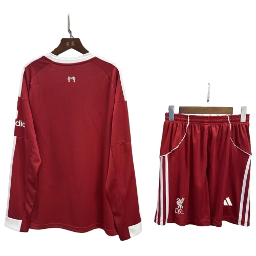 Kids-Liverpool 25/26 Home Long Soccer Jersey