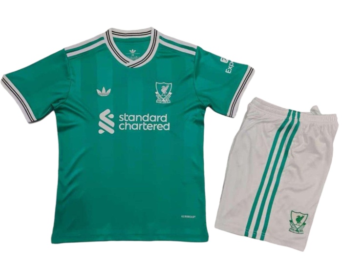 Kids-Liverpool 25/26 Third Green Soccer Jersey