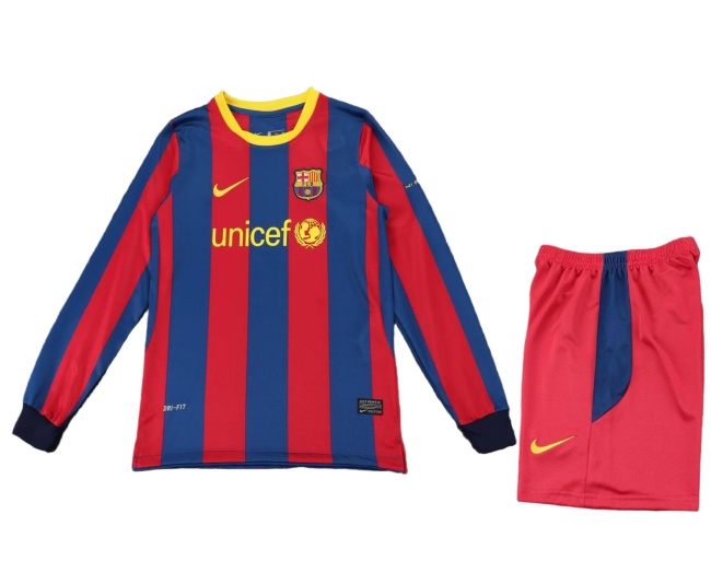 Kids-Barcelona 10/11 Home Long Soccer Jersey