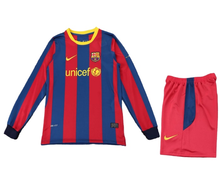 Kids-Barcelona 10/11 Home Long Soccer Jersey