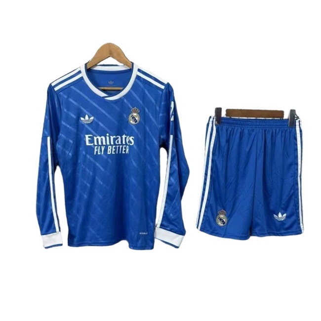 Kids-Real Madrid 25/26 Third Blue Long Soccer Jersey