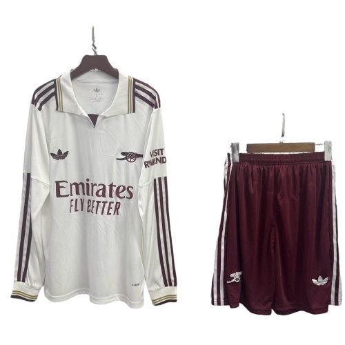 Kids-Arsenal 25/26 Third White Long Soccer Jersey