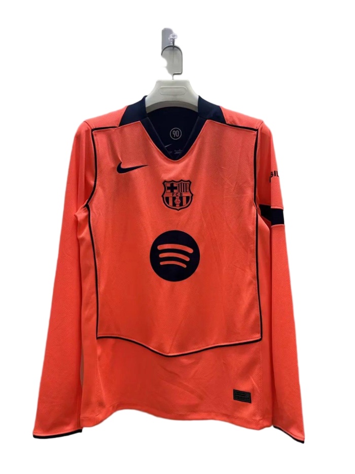Barcelona 25/26 Third Orange Long Soccer Jersey