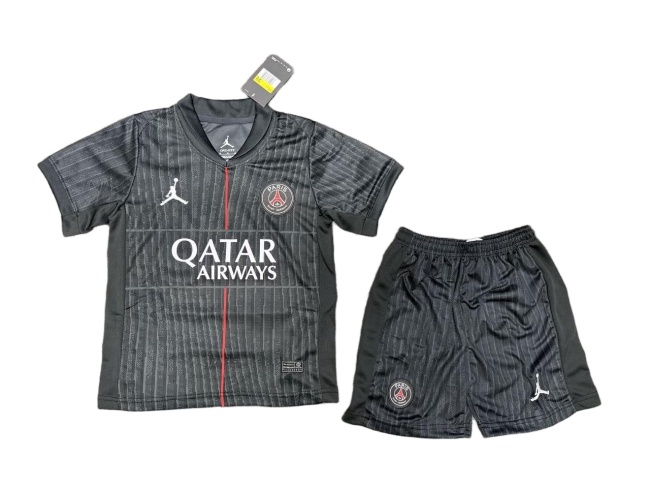 Kids-Paris St Germain 25/26 Fourth Black Leaked Soccer Jersey