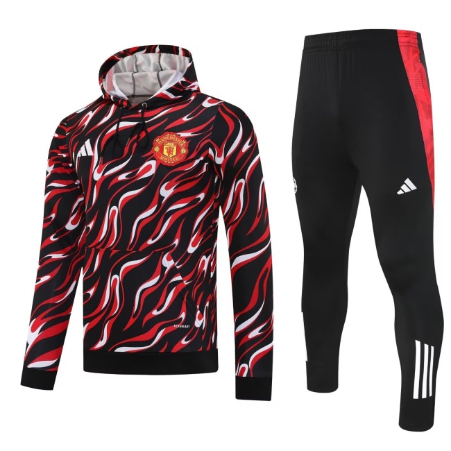 Man Utd 25/26 Hoodie Tracksuit - Black/Red