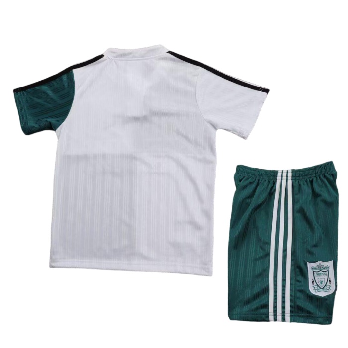 Kids-Liverpool 95/96 Away White/Green Soccer Jersey