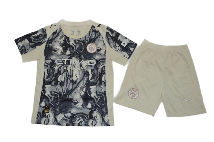 Kids-Manchester City 25/26 Special Light Beige/Black Jersey