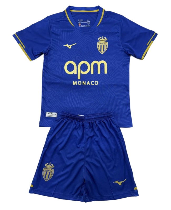 Kids-Monaco 25/26 Away Blue Soccer Jersey