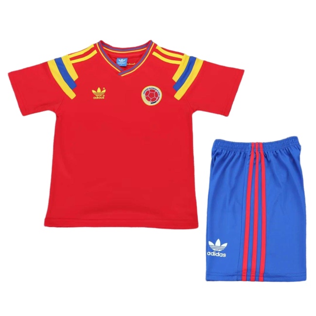 Kids-Colombia 1990 Away Red Soccer Jersey
