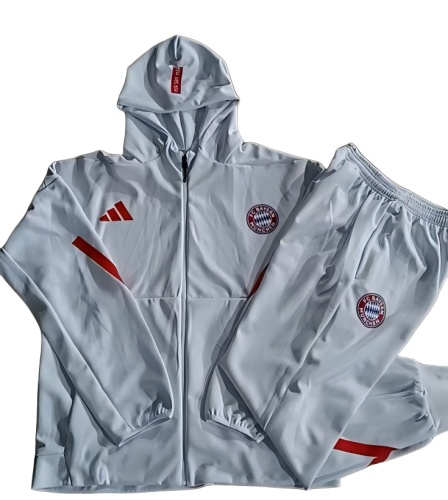 Bayern Munich 25/26 Hoodie Tracksuit - White/Red