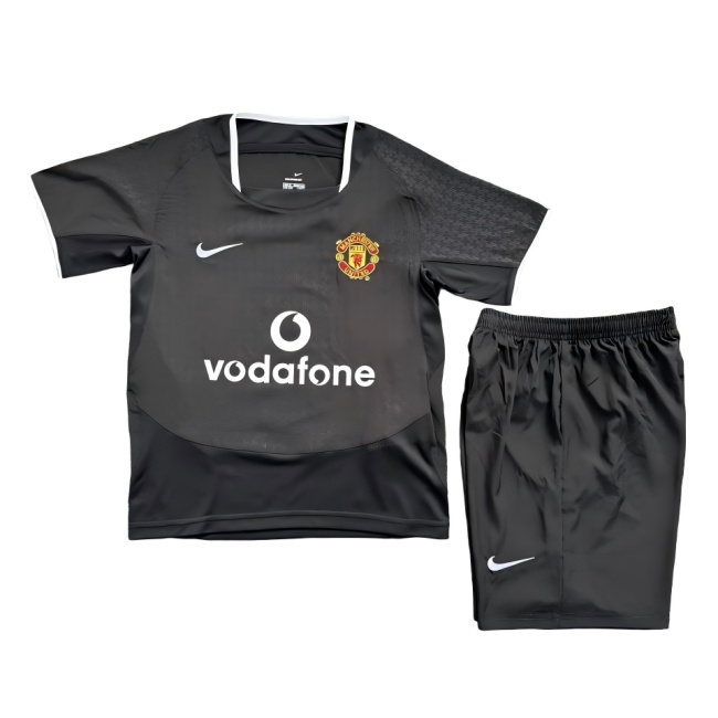 Kids-Manchester Utd 03/04 Away Black Soccer Jersey