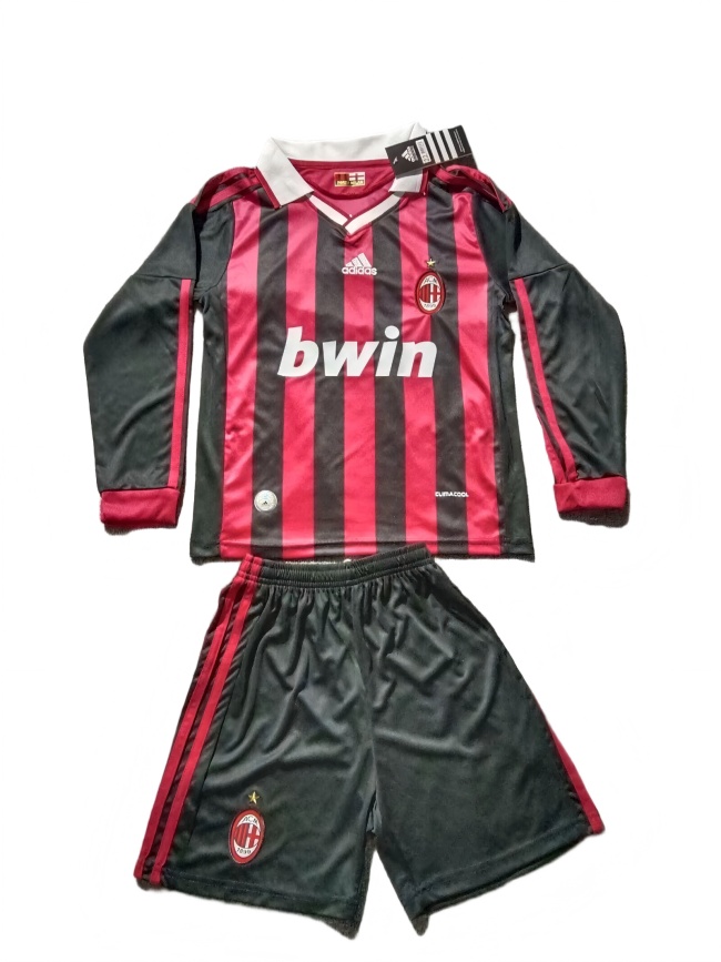 Kids-AC Milan 09/10 Home Long Soccer Jersey